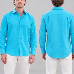 Wedding Tropics "Model Cloth" Men's M 100% Pure Italian Linen Long-Sleeve Shirt